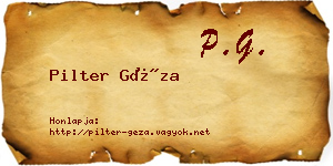 Pilter Géza névjegykártya